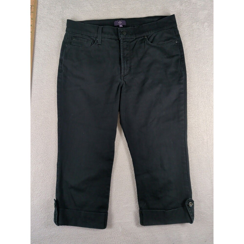 Nydj Crop Jeans Women's 8P Petite Crop Cuff Black Capri